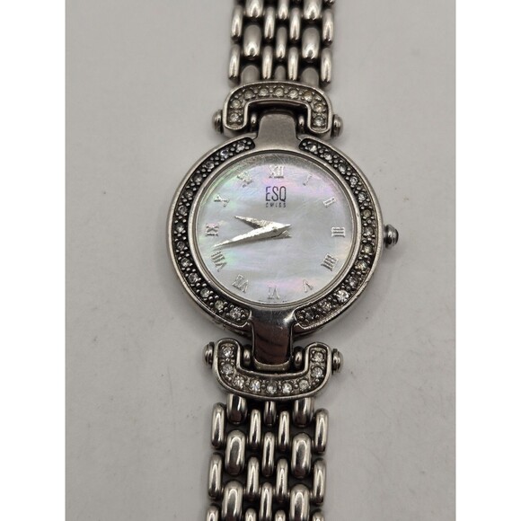 Vintage ESQ E5147 Ladies\' 25mm Crystal Accent Stainless Steel Watch. New Batt